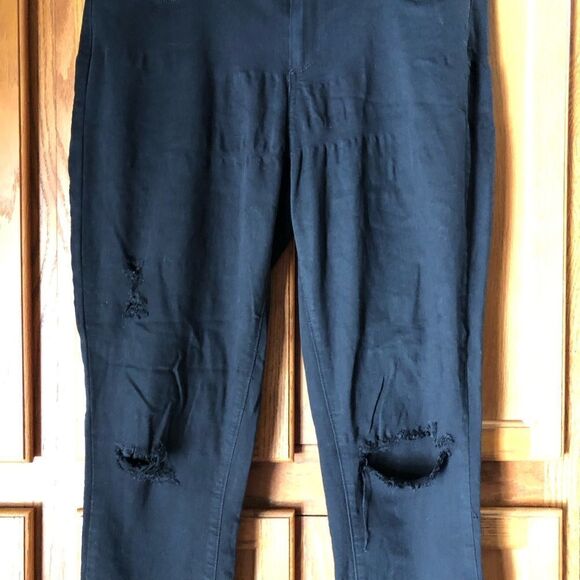 Paige Verdugo Ultra Skinny Jeans Black Eclipse Destructed Distressed Size 32 - Picture 4 of 12